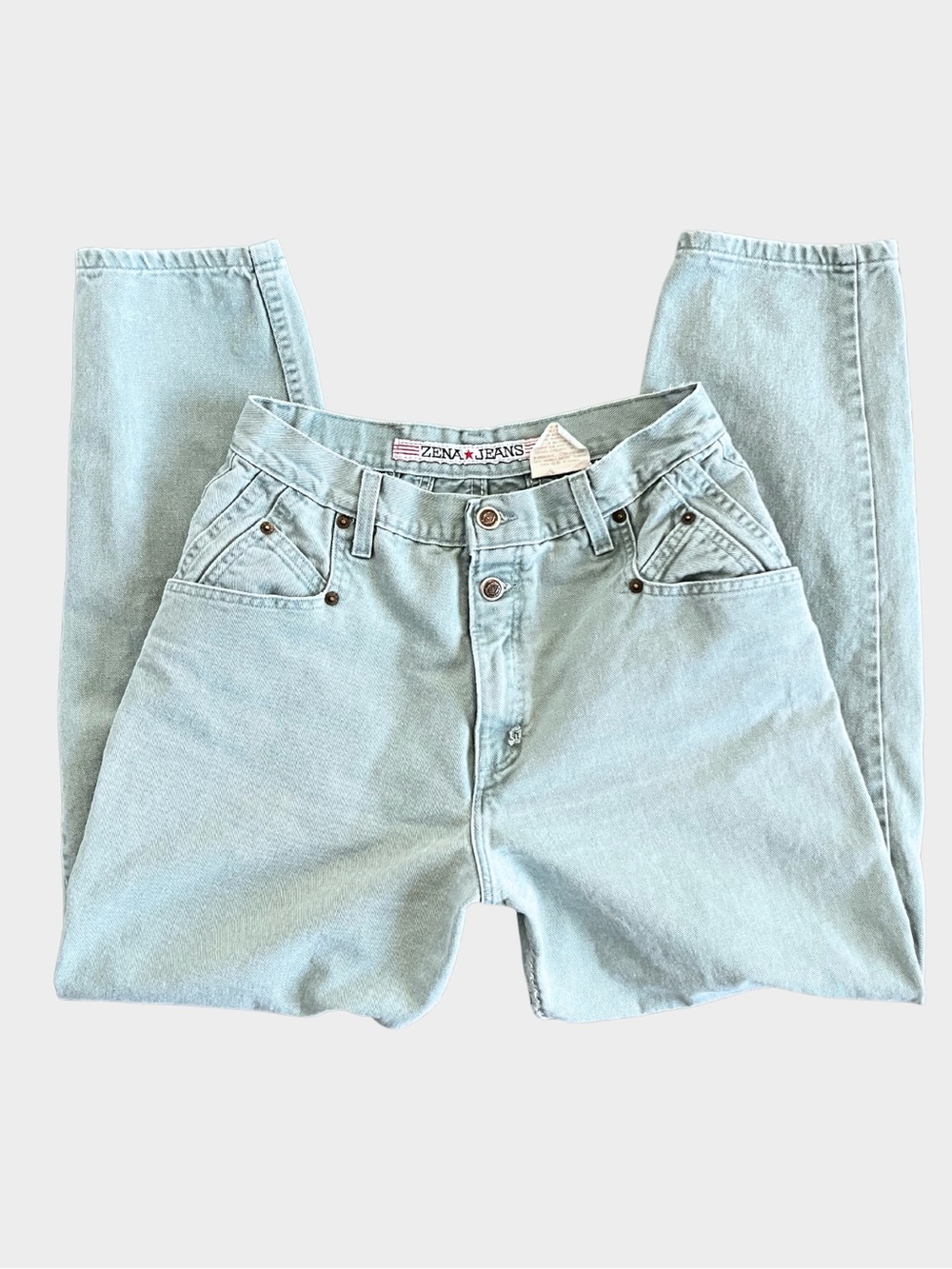 Vintage Zena Mom Jeans Turquoise Green High Rise 90s Size 12